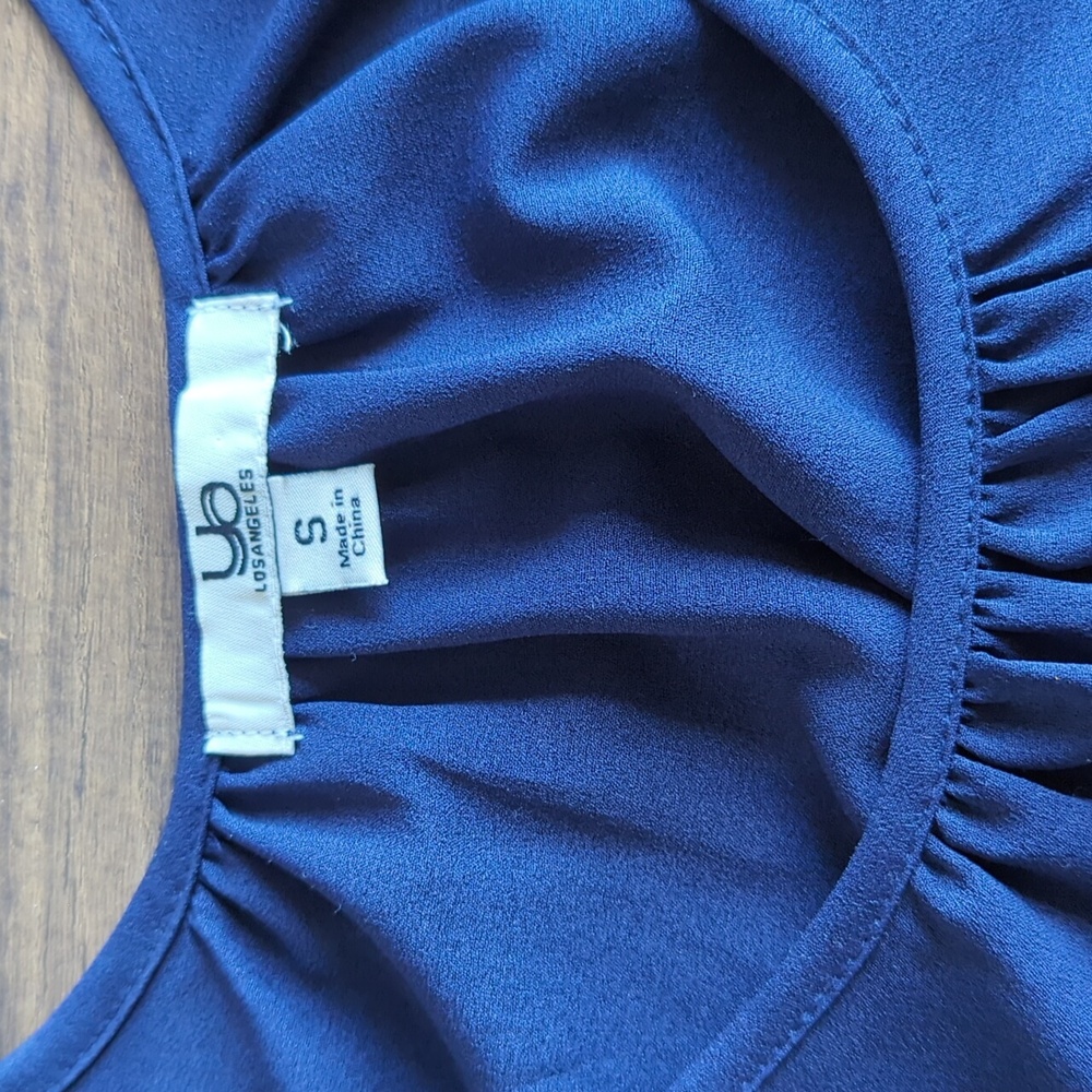 Navy Ruffle Cold Shoulder Party Top - Picture 7 of 12